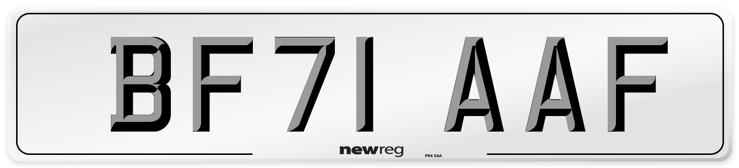 BF71 AAF Number Plate from New Reg